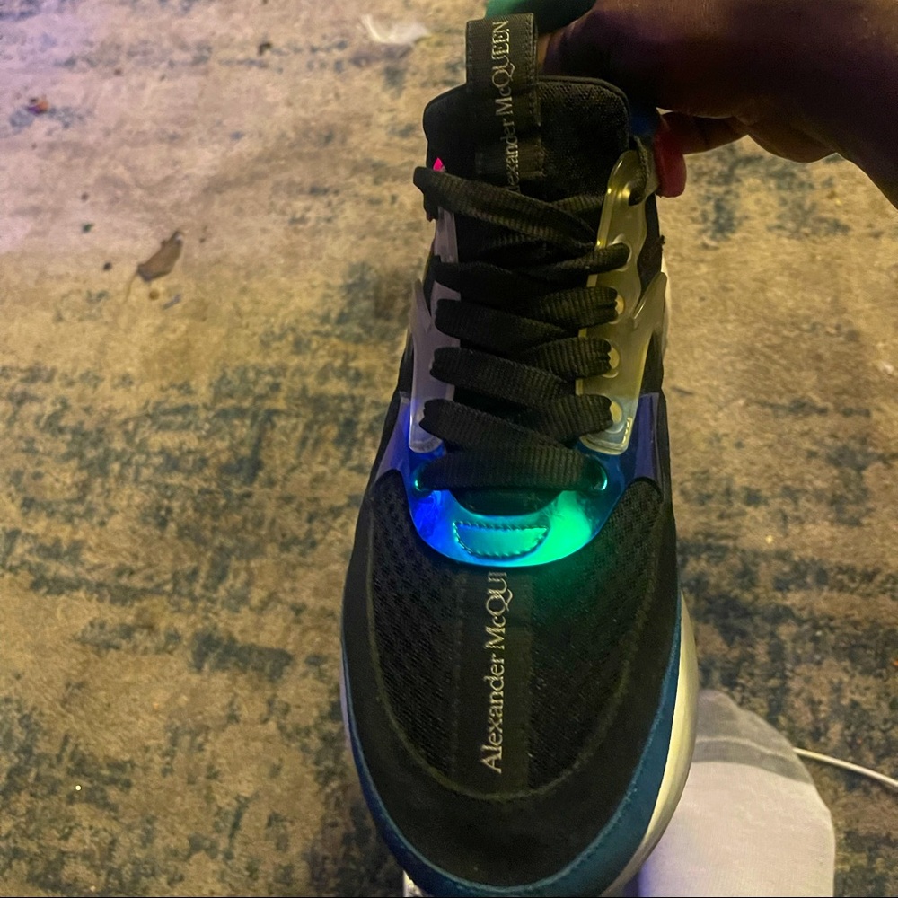 Mens Alexander McQueen Tonal Oversized Runner Sneakers Lake Blue